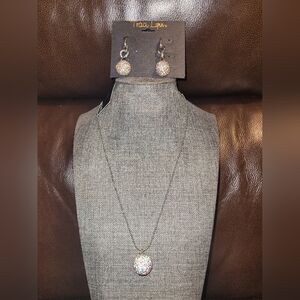 Traci Lynn Silver and White Earrings